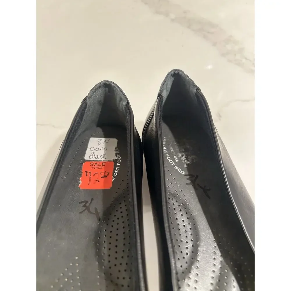 SAS Woman's Coco Slip On Loafer Tripad Technology Black Bow Patent Toe Sz 8N EUC